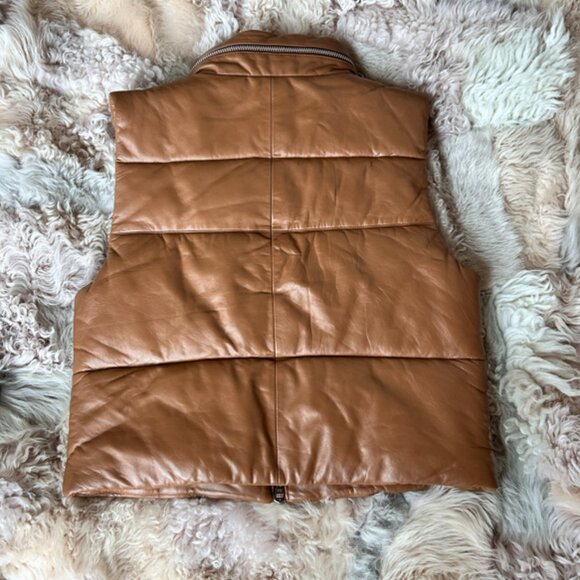 WALTER BAKER Landon Quilted Lamb Leather Puffer Vest Small New - Picture 8 of 12